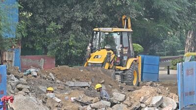 Demolition activity near Oberoi flyover, which also helps in dust pollution. (Sanjeev Verma/HT Photo) Demolition activity near Oberoi flyover, which also helps in dust pollution. (Sanjeev Verma/HT Photo)