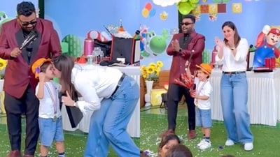 Kareena Kapoor and Jeh's unseen video from latter's birthday bash surfaced on internet. Kareena Kapoor and Jeh's unseen video from latter's birthday bash surfaced on internet.
