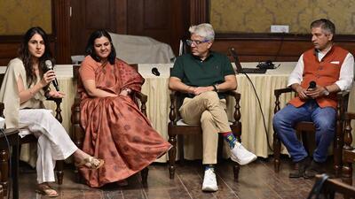 Mumbai, India - Nov. 11, 2025: Mannat, Priyanka, Shaad Ali and Gautam Hazarika, during book launch of Gautam Hazarika's "Forgotten Indian prisoners of World War II" at the Asiatic Society in Mumbai, India, on Tuesday, November 11, 2025. (Photo by Anshuman Poyrekar/Hindustan Times) (Anshuman Poyrekar/HT Photo) Mumbai, India - Nov. 11, 2025: Mannat, Priyanka, Shaad Ali and Gautam Hazarika, during book launch of Gautam Hazarika's "Forgotten Indian prisoners of World War II" at the Asiatic Society in Mumbai, India, on Tuesday, November 11, 2025. (Photo by Anshuman Poyrekar/Hindustan Times) (Anshuman Poyrekar/HT Photo)