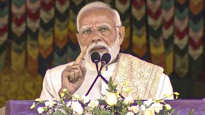 Prime Minister Narendra Modi addresses a gathering in Thimphu, Bhutan, on Tuesday. (Photo from X) Prime Minister Narendra Modi addresses a gathering in Thimphu, Bhutan, on Tuesday. (Photo from X)