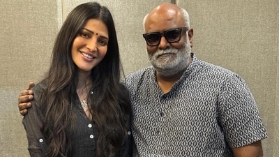 Shruti Haasan shared a photo with MM Keeravaani. Shruti Haasan shared a photo with MM Keeravaani.