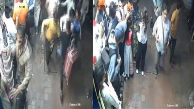 In a video shared by news agency PTI, people can be seen running away from the site of the blast. (Screengrab from PTI) In a video shared by news agency PTI, people can be seen running away from the site of the blast. (Screengrab from PTI)