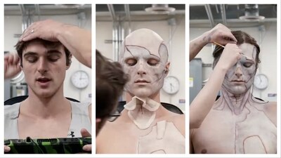 Jacob Elordi in makeup chair for his transformation. Jacob Elordi in makeup chair for his transformation.