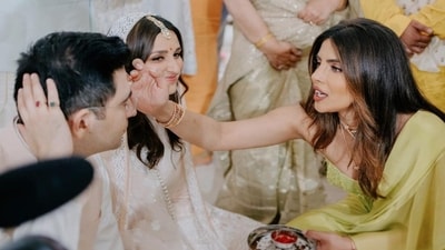 Priyanka Chopra attended the engagement ceremony of cousin Parineeti Chopra and Raghav Chadha. Priyanka Chopra attended the engagement ceremony of cousin Parineeti Chopra and Raghav Chadha.