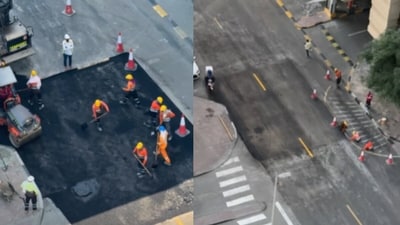 An Indian man shared how a pothole ridden Dubai road was fixed in just hours after a complaint. (Instagram/theunitexpert)