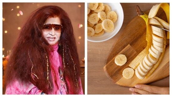 Shahnaz Husain shared that using banana peels for skincare is popular in natural remedies, with advocates suggesting several benefits, though scientific evidence is limited for many claims. (Instagram/ Shahnaz Husain and Freepik)