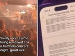 A man reviewing the resume belong to a “Scott Kelly” at a Jonas Brothers’ concert. A man reviewing the resume belong to a “Scott Kelly” at a Jonas Brothers’ concert.