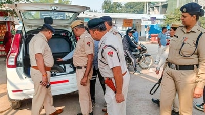 Security was beefed up in Gurugram following a blast near Delhi's Red Fort (PTI) Security was beefed up in Gurugram following a blast near Delhi's Red Fort (PTI)