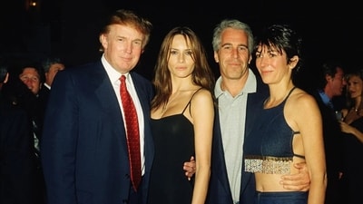 Donald Trump seen with Jeffrey Epstein. (X/@SykesCharlie) Donald Trump seen with Jeffrey Epstein. (X/@SykesCharlie)