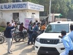 NIA and crime branch team arrive at Al Falah University, located at Dhauj road in Faridabad.
