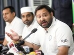Mahagathbandhan CM face Tejashwi Yadav addressed a press conference after the exit poll predictions came out.