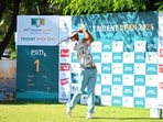 Akshay Sharma in action at Chandigarh Golf Club on Wednesday. (HT Photo) Akshay Sharma in action at Chandigarh Golf Club on Wednesday. (HT Photo)