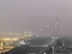 An aerial of the city’s hazy skyline, in Noida on Thursday. (PTI) An aerial of the city’s hazy skyline, in Noida on Thursday. (PTI)
