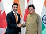 Union commerce minister Piyush Goyal and Canada’s minister of export promotion, international trade and economic development, Maninder Sidhu (Piyush Goyal-X)