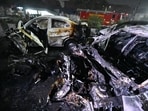 A view of blast site near Red Fort in Delhi.