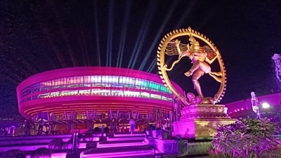 Gram it: Bharat Mandapam, at Pragati Maidan, is lit up and ready to welcome visitors as it opens India International Trade Fair in the Capital. The annual event usually draws thousands of visitors, every year. (Photo: DD News; For representational purposes only)