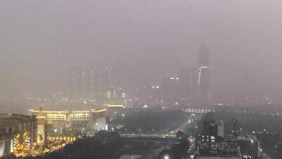An aerial of the city’s hazy skyline, in Noida on Thursday. (PTI) An aerial of the city’s hazy skyline, in Noida on Thursday. (PTI)