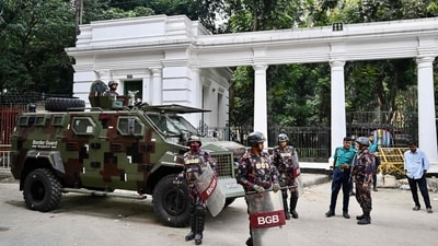 Border Guard Bangladesh (BGB) personnel stand guard outside the High Court in Dhaka. (AFP) Border Guard Bangladesh (BGB) personnel stand guard outside the High Court in Dhaka. (AFP)