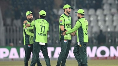 Pakistan's captain Shaheen Shah Afridi congratulates teammates at their victory at the end of the 1st ODI against Sri Lanka (AFP) Pakistan's captain Shaheen Shah Afridi congratulates teammates at their victory at the end of the 1st ODI against Sri Lanka (AFP)