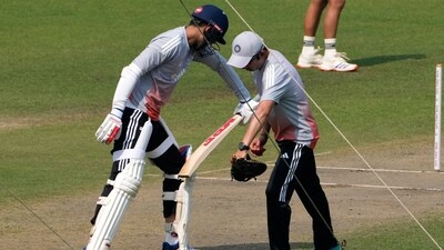 Gautam Gambhir and Shubman Gill during a net session ahead of the first Test against South Africa. (AP) Gautam Gambhir and Shubman Gill during a net session ahead of the first Test against South Africa. (AP)
