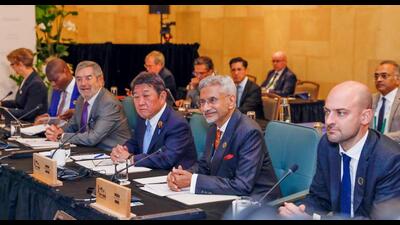 In this image posted on November 12, India’s External Affairs Minister S Jaishankar (second from right) during the G7 Foreign Ministers’ Meeting outreach session on Maritime Security and Prosperity, in Canada. (PTI) In this image posted on November 12, India’s External Affairs Minister S Jaishankar (second from right) during the G7 Foreign Ministers’ Meeting outreach session on Maritime Security and Prosperity, in Canada. (PTI)