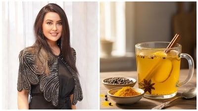 Amruta Fadnavis' morning drink of choice — turmeric and black pepper water — is a simple yet potent combo that packs a punch against inflammation. (Instagram/ Amruta Fadnavis and image generated using Gemini AI) Amruta Fadnavis' morning drink of choice — turmeric and black pepper water — is a simple yet potent combo that packs a punch against inflammation. (Instagram/ Amruta Fadnavis and image generated using Gemini AI)