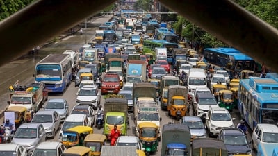 Bengaluru's traffic police collected over ₹200 crore in fines within a year, totalling ₹207.35 crore from 51.8 lakh violators from January to October 2025. (PTI) Bengaluru's traffic police collected over ₹200 crore in fines within a year, totalling ₹207.35 crore from 51.8 lakh violators from January to October 2025. (PTI)