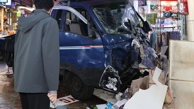 As per Korean media, emergency officials said that truck crashed into a row of shops at a traditional market in Bucheon, Gyeonggi, on Thursday. (Reuters ) As per Korean media, emergency officials said that truck crashed into a row of shops at a traditional market in Bucheon, Gyeonggi, on Thursday. (Reuters )