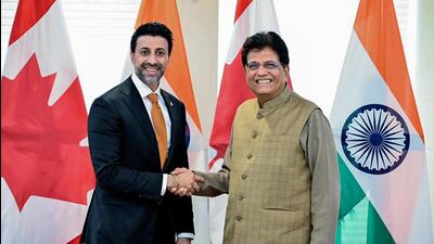 Union commerce minister Piyush Goyal and Canada’s minister of export promotion, international trade and economic development, Maninder Sidhu (Piyush Goyal-X) Union commerce minister Piyush Goyal and Canada’s minister of export promotion, international trade and economic development, Maninder Sidhu (Piyush Goyal-X)