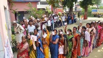Bihar election result 2025 date: Voters wait in a queue to cast their vote for the second phase of the Bihar assembly election, in Jehanabad on Tuesday. (ANI) Bihar election result 2025 date: Voters wait in a queue to cast their vote for the second phase of the Bihar assembly election, in Jehanabad on Tuesday. (ANI)