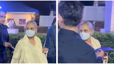 Jaya Bachchan gave a stern reaction to the paparazzi. Jaya Bachchan gave a stern reaction to the paparazzi.