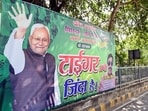 A poster of Bihar chief minister Nitish Kumar outside the JD(U) office in Patna. (ANI) A poster of Bihar chief minister Nitish Kumar outside the JD(U) office in Patna. (ANI)