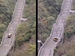 A Chinese SUV crashed through a guardrail while recreating Range Rover's stunt. 