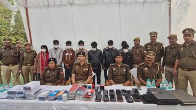 159 forged passbooks, 95 forged cheque books, 131 fake ATM/debit cards, 114 SIM cards, seven laptops, one tablet, 61 mobile phones and ₹39,670 in cash were confiscated from the flat in the society located in Bisrakh. (HT Photos) 159 forged passbooks, 95 forged cheque books, 131 fake ATM/debit cards, 114 SIM cards, seven laptops, one tablet, 61 mobile phones and ₹39,670 in cash were confiscated from the flat in the society located in Bisrakh. (HT Photos)
