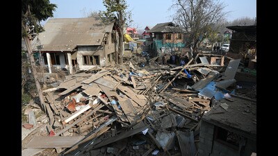 A view of demolished house of Delhi blast accused Dr Umar Nabi at Koil village in Pulwama on Friday. (Waseem Andrabi/HT) A view of demolished house of Delhi blast accused Dr Umar Nabi at Koil village in Pulwama on Friday. (Waseem Andrabi/HT)