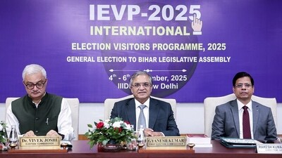 Chief Election Commissioner Gyanesh Kumar, along with Election Commissioner Dr Vivek Joshi Kumar, flags off the International Election Visitors’ Programme (IEVP) 2025 for the general election for the Bihar legislative assembly in New Delhi. (@ECISVEEP/ANI Photo) (@ECISVEEP) Chief Election Commissioner Gyanesh Kumar, along with Election Commissioner Dr Vivek Joshi Kumar, flags off the International Election Visitors’ Programme (IEVP) 2025 for the general election for the Bihar legislative assembly in New Delhi. (@ECISVEEP/ANI Photo) (@ECISVEEP)