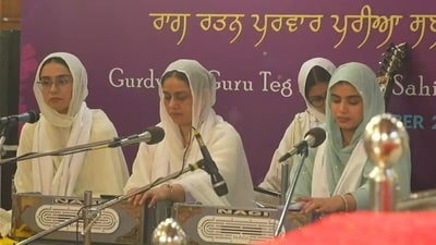 ‘Gaavani’ is a rare musical movement bringing together 31 women ‘kirtaniyas’ from around the world on a multi-city tour in honour of ninth Sikh master Guru Teg Bahadur (HT Photo) ‘Gaavani’ is a rare musical movement bringing together 31 women ‘kirtaniyas’ from around the world on a multi-city tour in honour of ninth Sikh master Guru Teg Bahadur (HT Photo)
