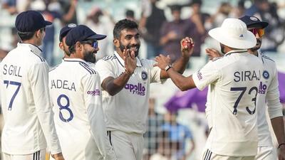 Jasprit Bumrah celebrates his five-wicket haul. (PTI) Jasprit Bumrah celebrates his five-wicket haul. (PTI)