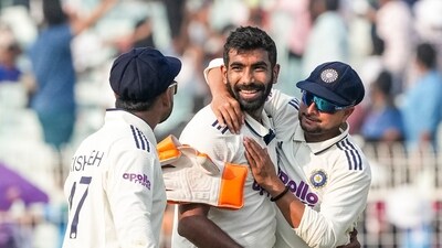 India's Jasprit Bumrah celebrates with teammates (PTI) India's Jasprit Bumrah celebrates with teammates (PTI)