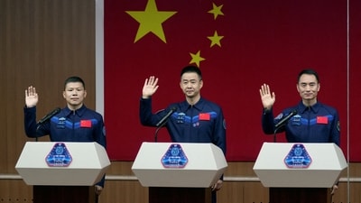 Their capsule was expected to land in a remote part of northwest China's Inner Mongolia region later the same day. (AP)