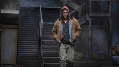 Glen Powell in a still from The Running Man