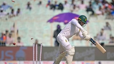 Ryan Rickelton was looking dangerous… until he received this jaffa from Bumrah. (AFP) Ryan Rickelton was looking dangerous… until he received this jaffa from Bumrah. (AFP)