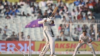 Yashasvi Jaiswal cracked three boundaries to reach 12 before he was outdone by this delivery from Marco Jansen (AFP) Yashasvi Jaiswal cracked three boundaries to reach 12 before he was outdone by this delivery from Marco Jansen (AFP)