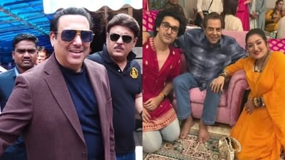 Govinda, Dharmendra and Sunita Ahuja