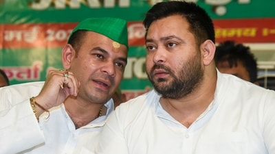 Tejashwi Yadav and his elder brother Tej Pratap Yadav from when they were together in the RJD. (PTI File Photo) Tejashwi Yadav and his elder brother Tej Pratap Yadav from when they were together in the RJD. (PTI File Photo)