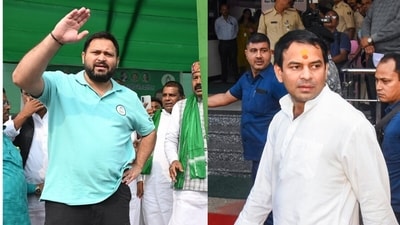 RJD leader Tejashwi Yadav is contesting from the Raghopur assembly constituency and Tej Pratap Yadav is fighting from the Mahua seat. (PTI) RJD leader Tejashwi Yadav is contesting from the Raghopur assembly constituency and Tej Pratap Yadav is fighting from the Mahua seat. (PTI)