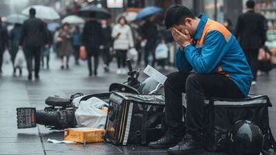 A Chinese delivery worker shared that his marriage collapsed after he lost his lucrative job. (Representational image/Gemini AI generated)