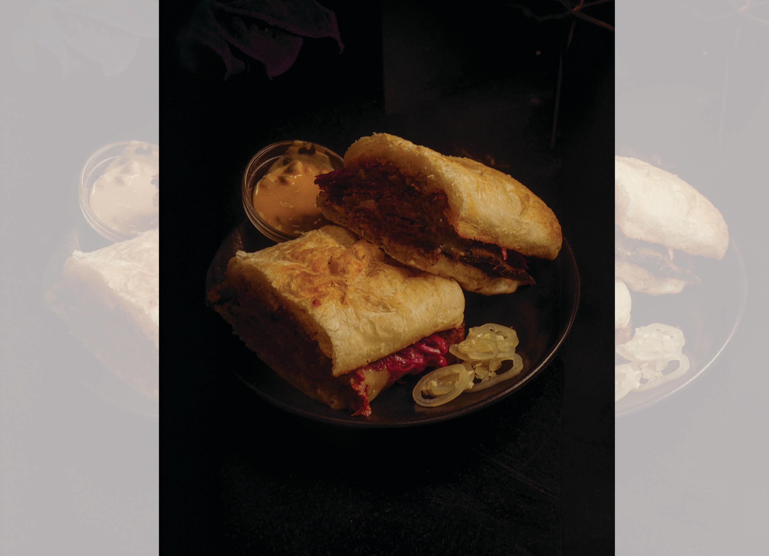 The bar makes its own pastrami for the Reuben sandwich. The bar makes its own pastrami for the Reuben sandwich.