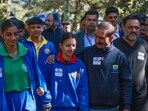 Chief minister Sukhvinder Singh Sukhu leading the ‘chitta-virodh’ awareness walkathon in Shimla on Saturday. (Deepak Sansta/HT) Chief minister Sukhvinder Singh Sukhu leading the ‘chitta-virodh’ awareness walkathon in Shimla on Saturday. (Deepak Sansta/HT)