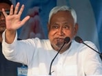 Bihar Chief Minister Nitish Kumar addresses the election rally for the Bihar assembly elections, in Muzaffarpur on Tuesday.